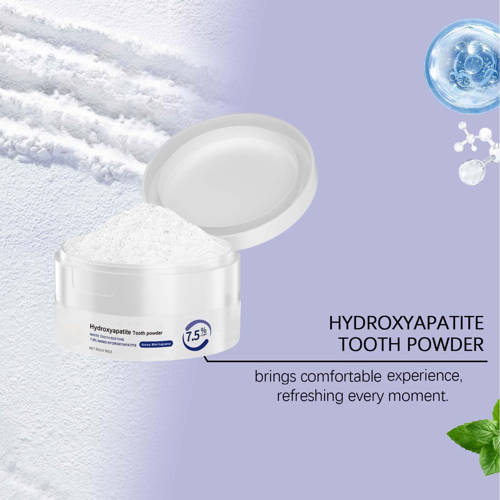 Whitening with microcrystalline hydroxyapatite powder for teeth