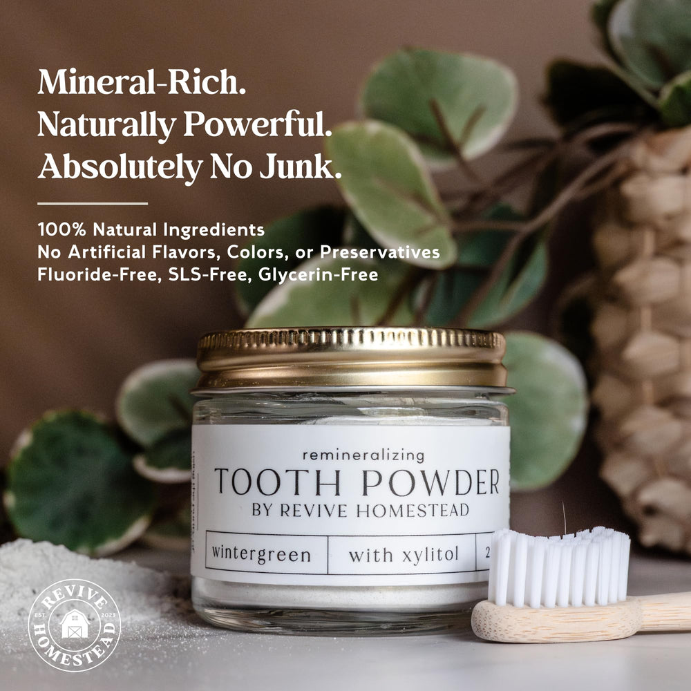 Hydroxyapatite tooth powder ingredients showing fluoride-free formula