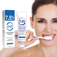 Enamel-restoring hydroxyapatite toothpaste shown in package