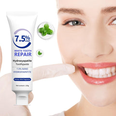 Close-up of hydroxyapatite toothpaste texture for sensitive teeth