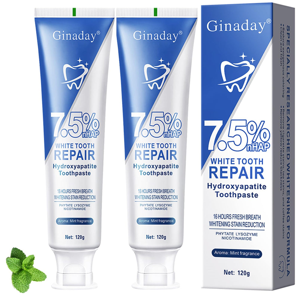 Two-pack box of hydroxyapatite toothpaste