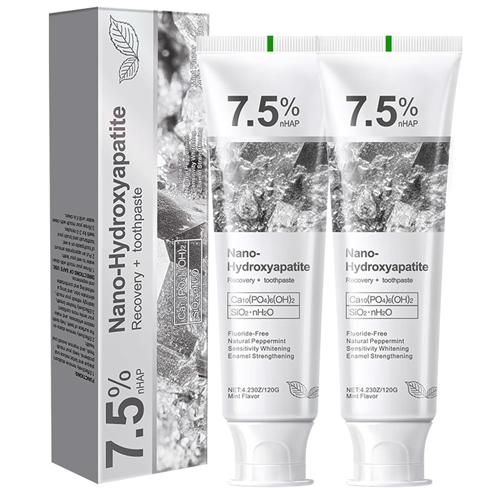 Two-pack hydroxyapatite toothpaste for enamel protection