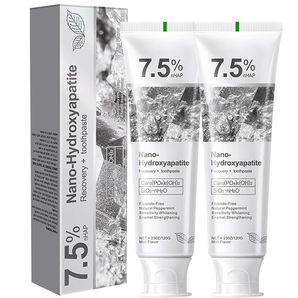 Two-pack hydroxyapatite toothpaste for enamel protection