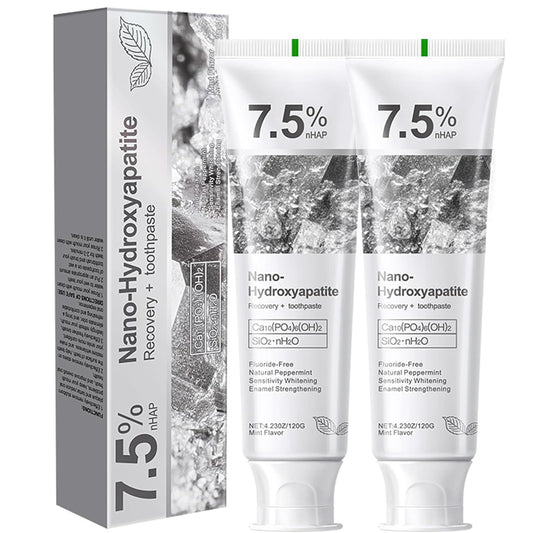 Two-pack hydroxyapatite toothpaste for enamel protection