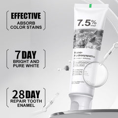 Toothbrush applying hydroxyapatite toothpaste for gentle cleaning