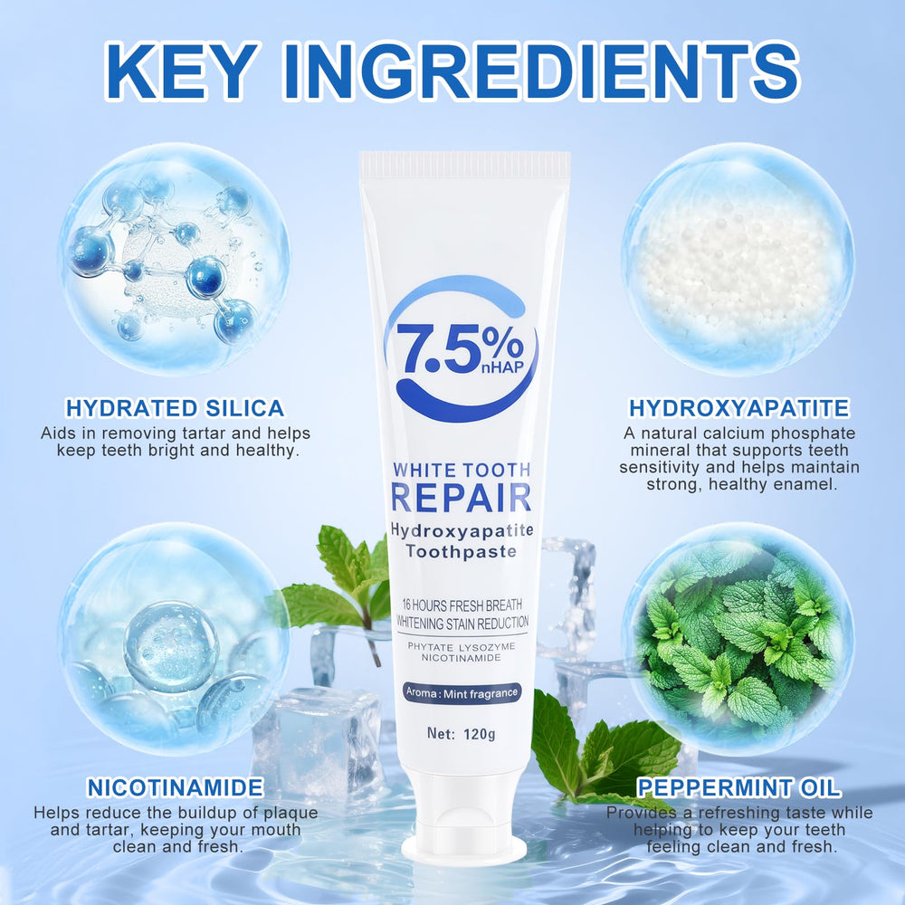 Close-up of toothpaste applying enamel repair effect