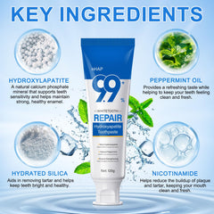 Fresh mint toothpaste with 9.9% hydroxyapatite enamel protection