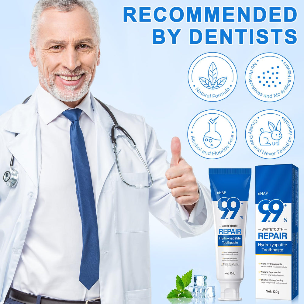 Pop of mint and clean smile after brushing with enamel protection toothpaste