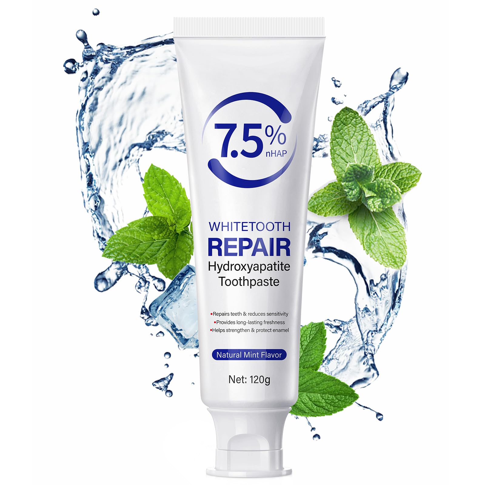 Conceptual image of fresh breath with toothpaste and mint leaves