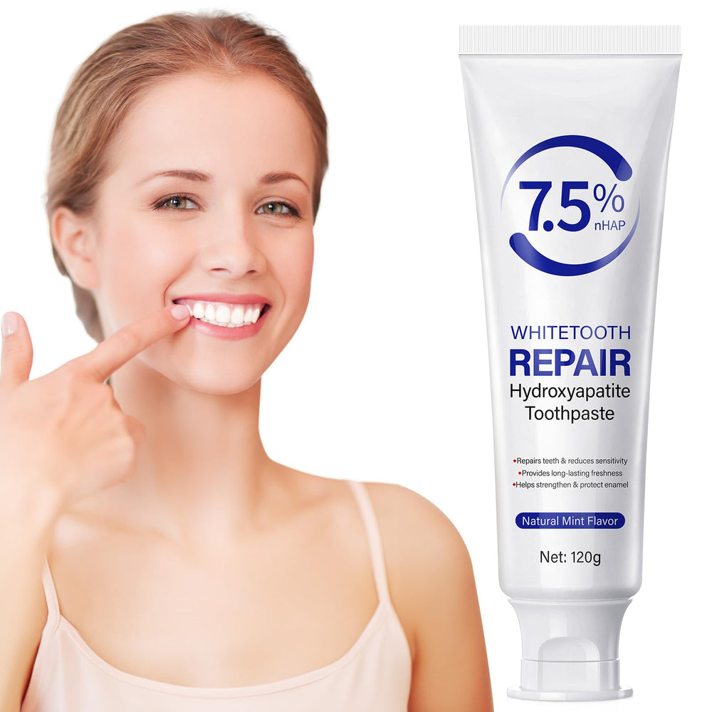 Close-up of creamy hydroxyapatite toothpaste texture