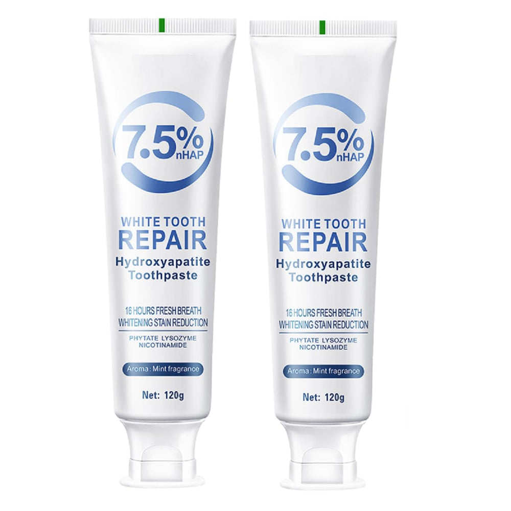 Hydroxyapatite toothpaste tube labeled Gentle Mint