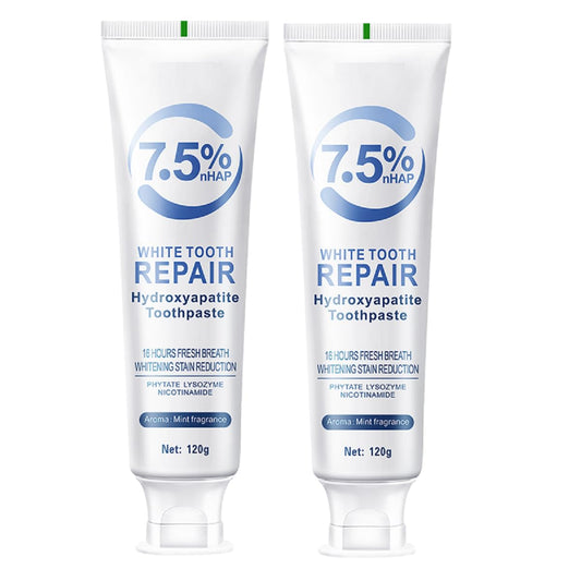 Hydroxyapatite toothpaste tube labeled Gentle Mint