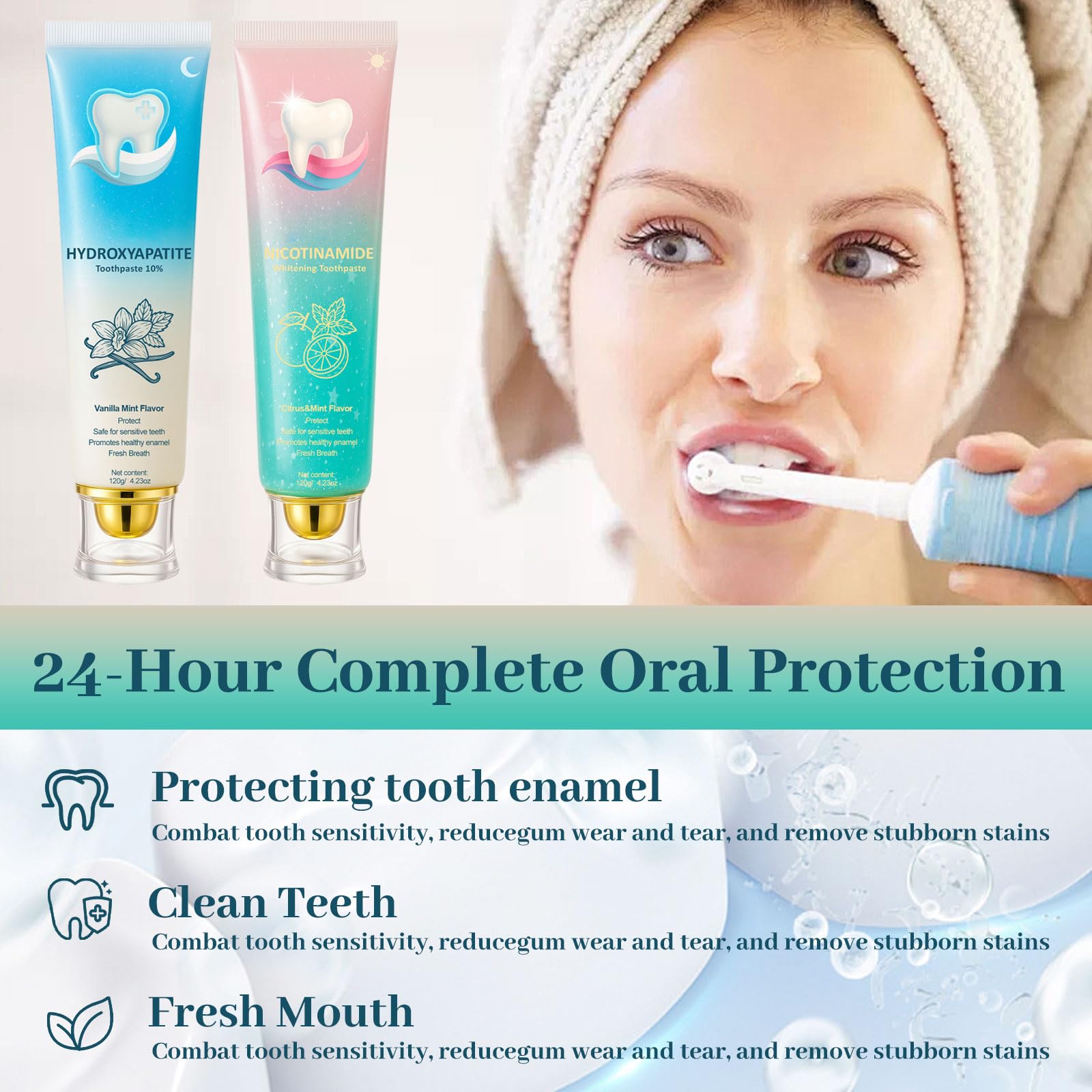 Gentle probiotic whitening graphic without peroxide