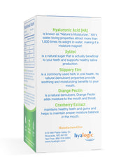 Illustration of HylaMints ingredients: Hyaluronic Acid, Cranberry Extract, Xylitol, Slippery Elm, Orange Pectin