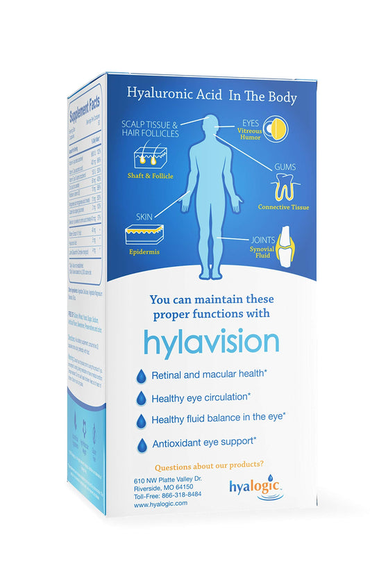 Capsules of Hyaluronic Acid, Lutein, and Zeaxanthin in a tidy arrangement