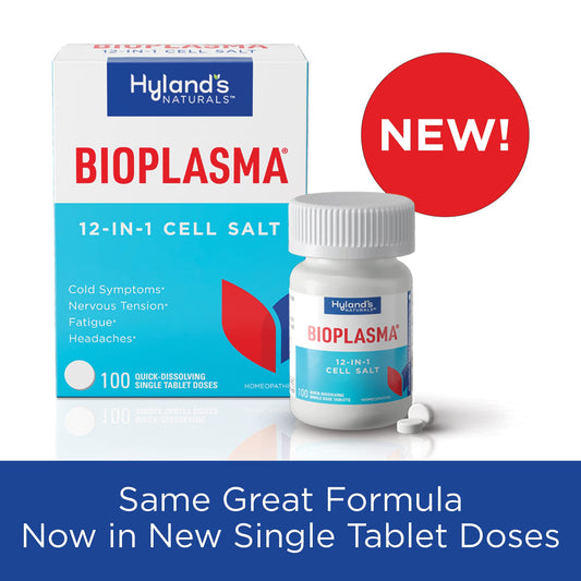 Hyland's Bioplasma 2-pack 100-count bottles with label close-up