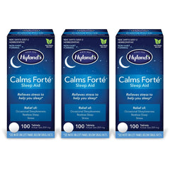 Hyland's Calms Forte bottle front showing sleep support for occasional sleeplessness.