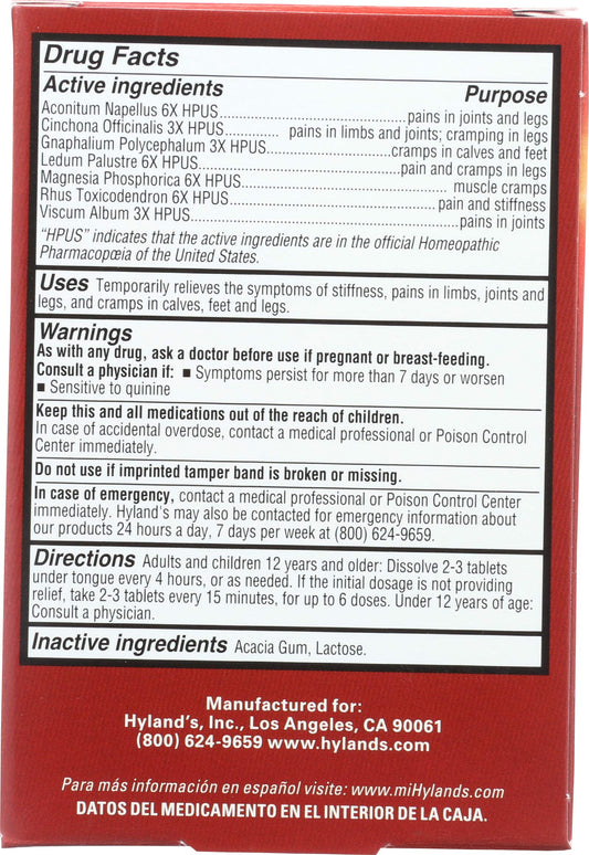 Close-up of Hyland's Leg Cramps tablets dissolving