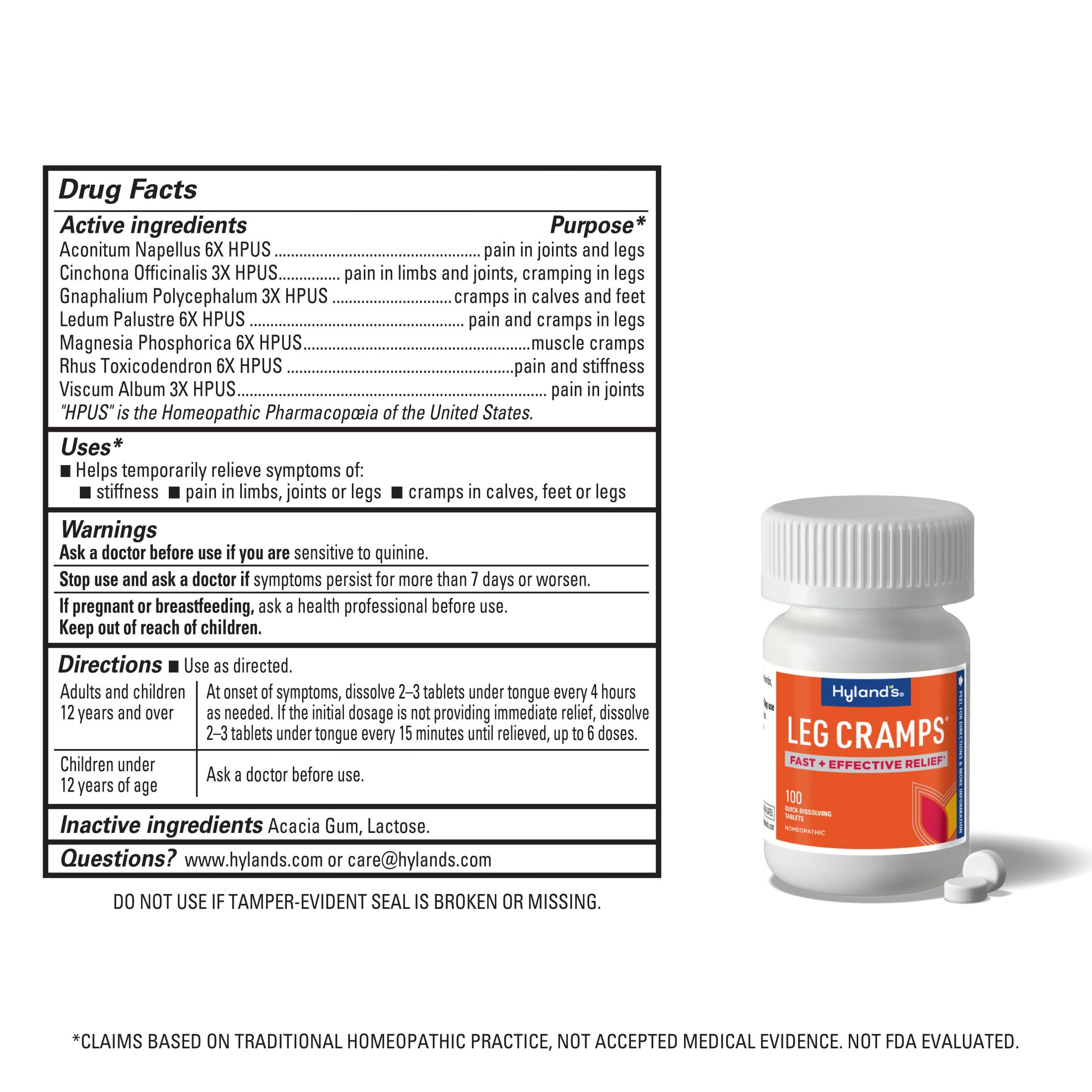 Hyland's no water needed feature supports cramps anywhere, anytime.