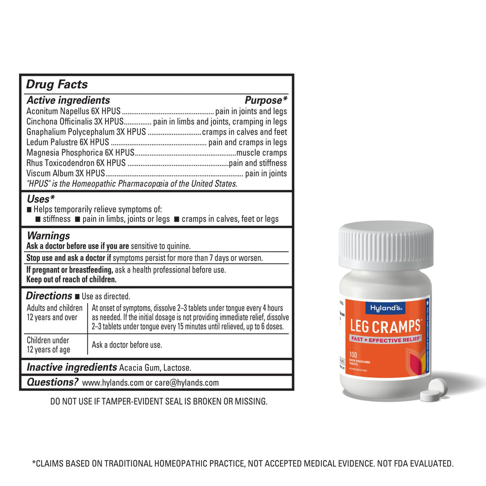 Hyland's no water needed feature supports cramps anywhere, anytime.