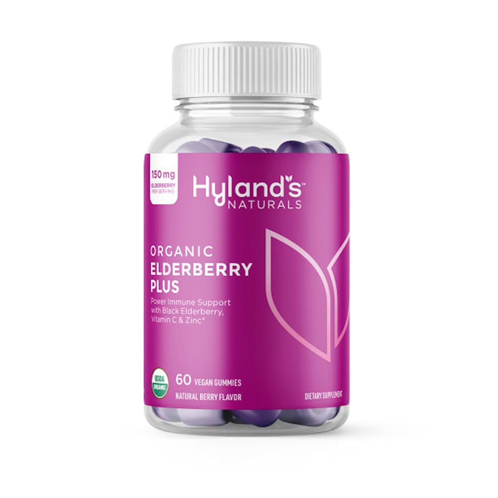 Front view of Hyland's Organic Elderberry Plus Gummies bottle (60 count)