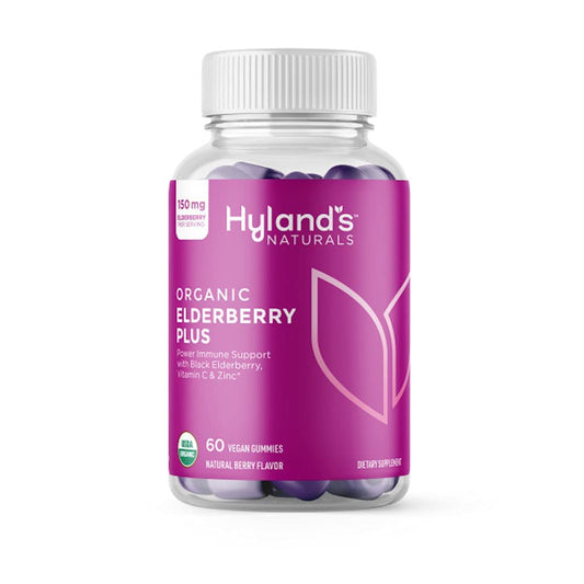 Front view of Hyland's Organic Elderberry Plus Gummies bottle (60 count)