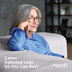 Hyland's Restful Legs tablets close-up reveals smooth texture and easy melt