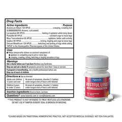 Hyland's Restful Legs tablets dissolving in mouth demonstrate quick relief for leg sensations