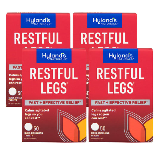 Hyland's Restful Legs tablets pack4 front view showing convenient relief option for leg comfort