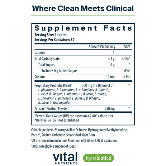 Close-up infographic showing 15 probiotic strains included in Pro-15