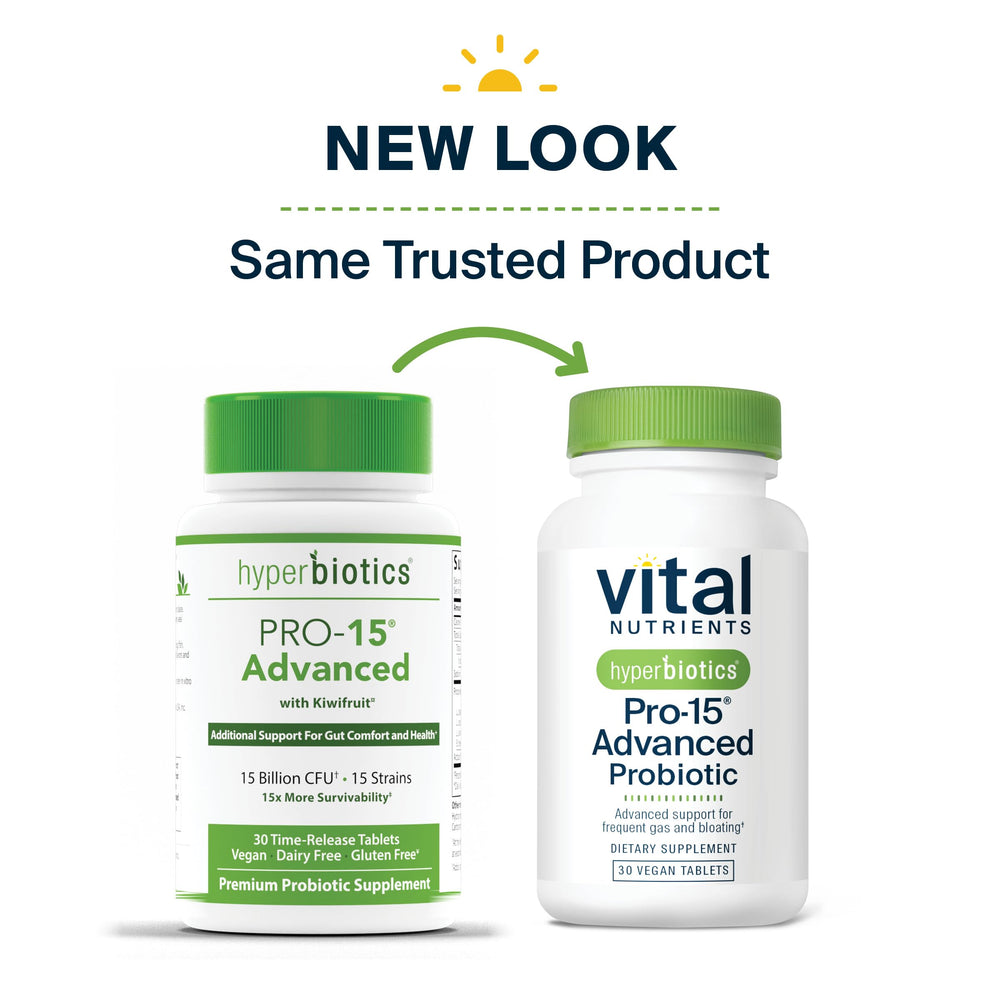 Box packaging for Hyperbiotics Vital Nutrients Pro-15 Probiotics