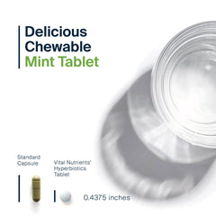 Mint-flavored chewable tablet close-up