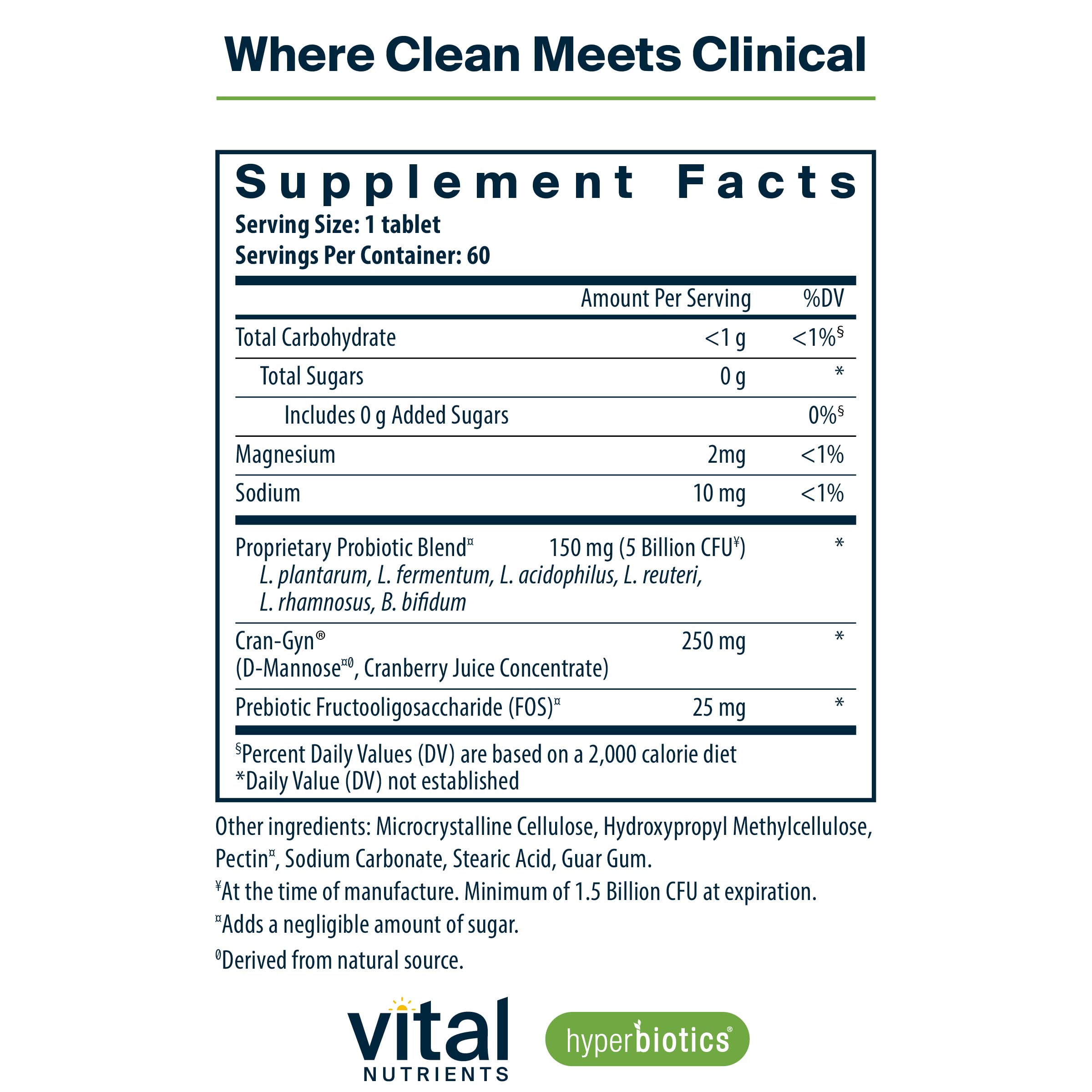 Contains 6 targeted strains plus cranberry extract and D-mannose