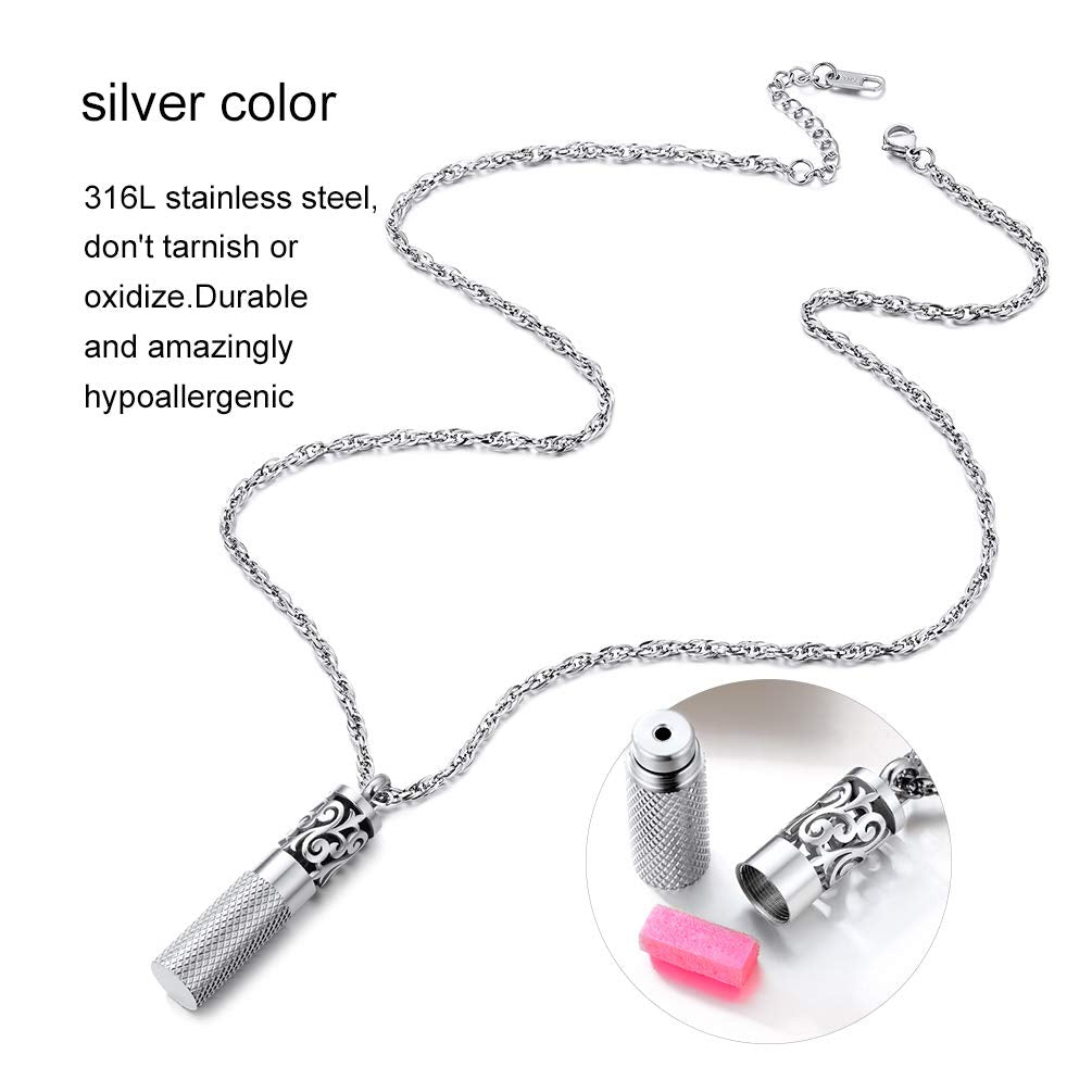 Hypoallergenic diffuser necklace showing 22 inch chain and 2 inch extender.