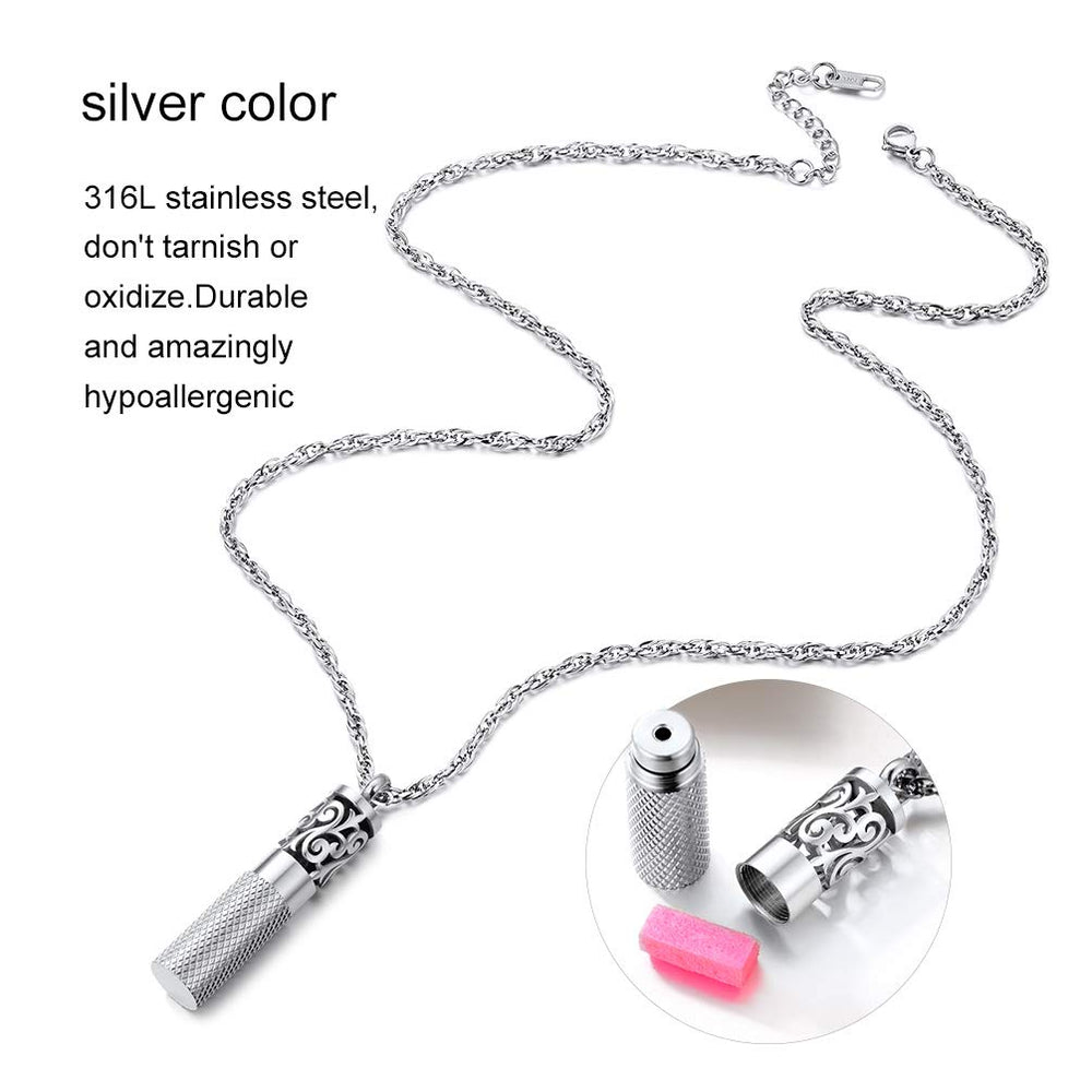 Hypoallergenic diffuser necklace showing 22 inch chain and 2 inch extender.