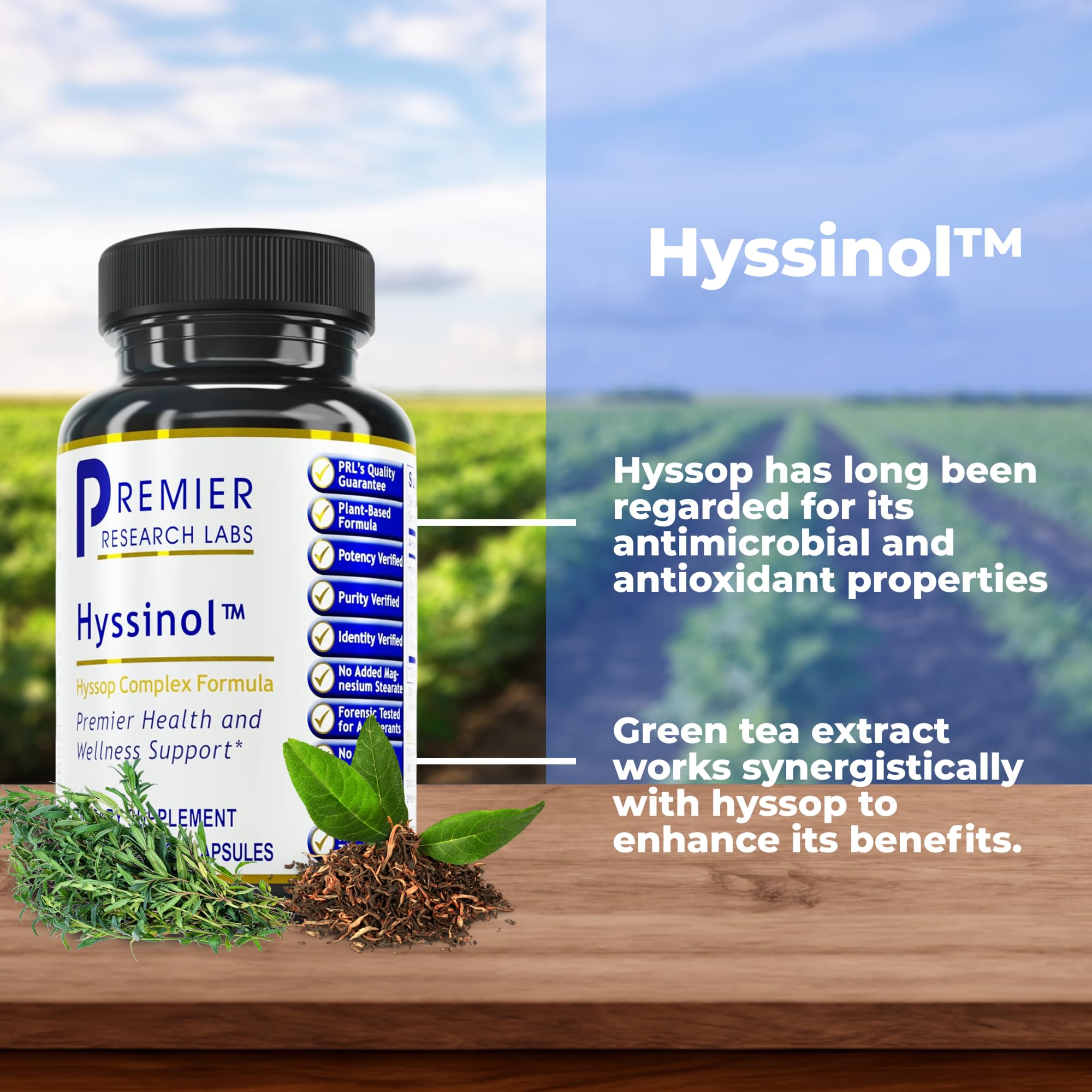 Hyssinol capsules bottle label in focus