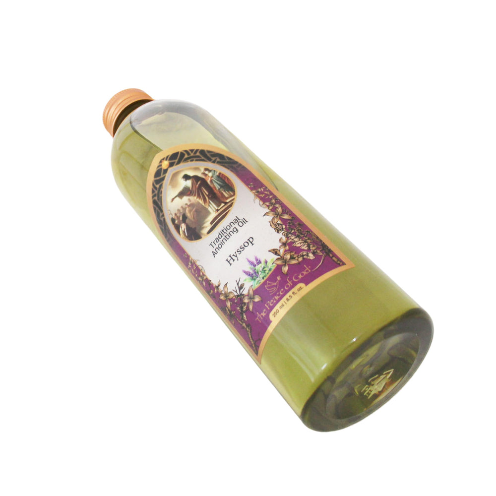 Close-up of hyssop anointing oil ingredients