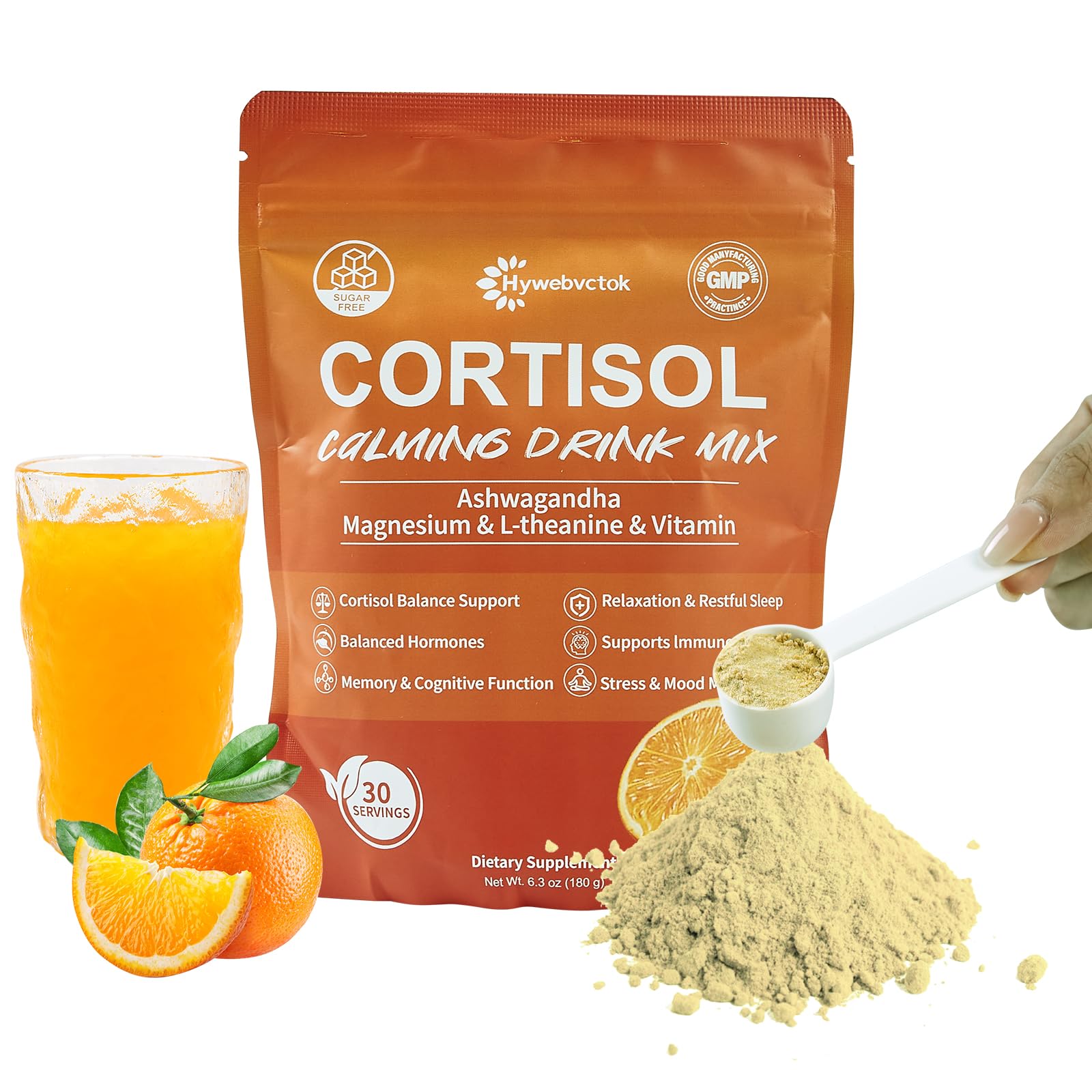 Hywebvctok Cortisol Drink Powder bottle front view