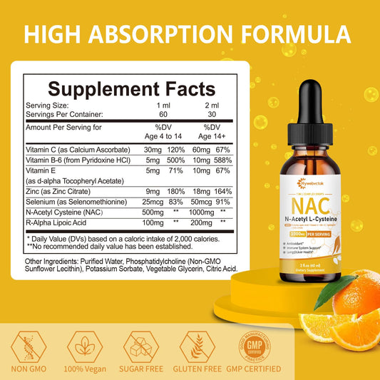 Close up of label showing 1000 mg NAC per serving