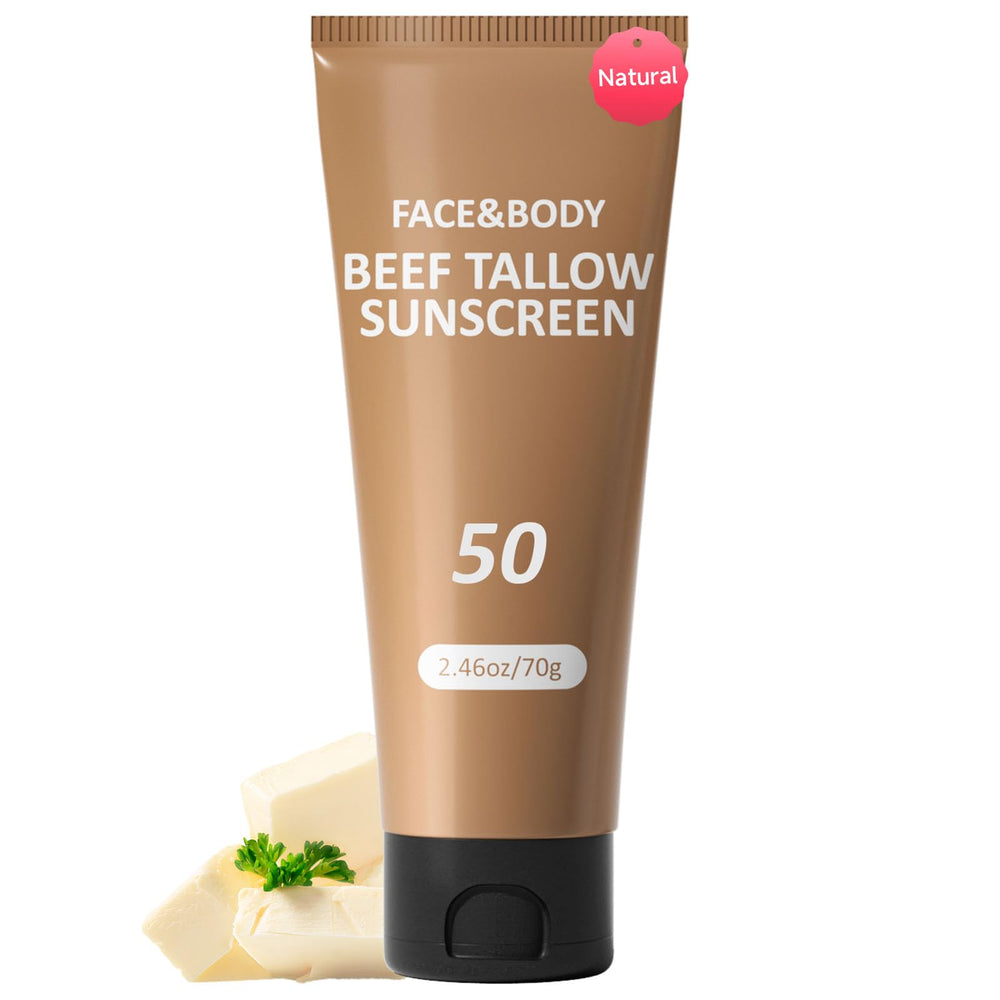 HZENPPOR beef tallow sunscreen packaging closeup showing clean, travel-friendly design.