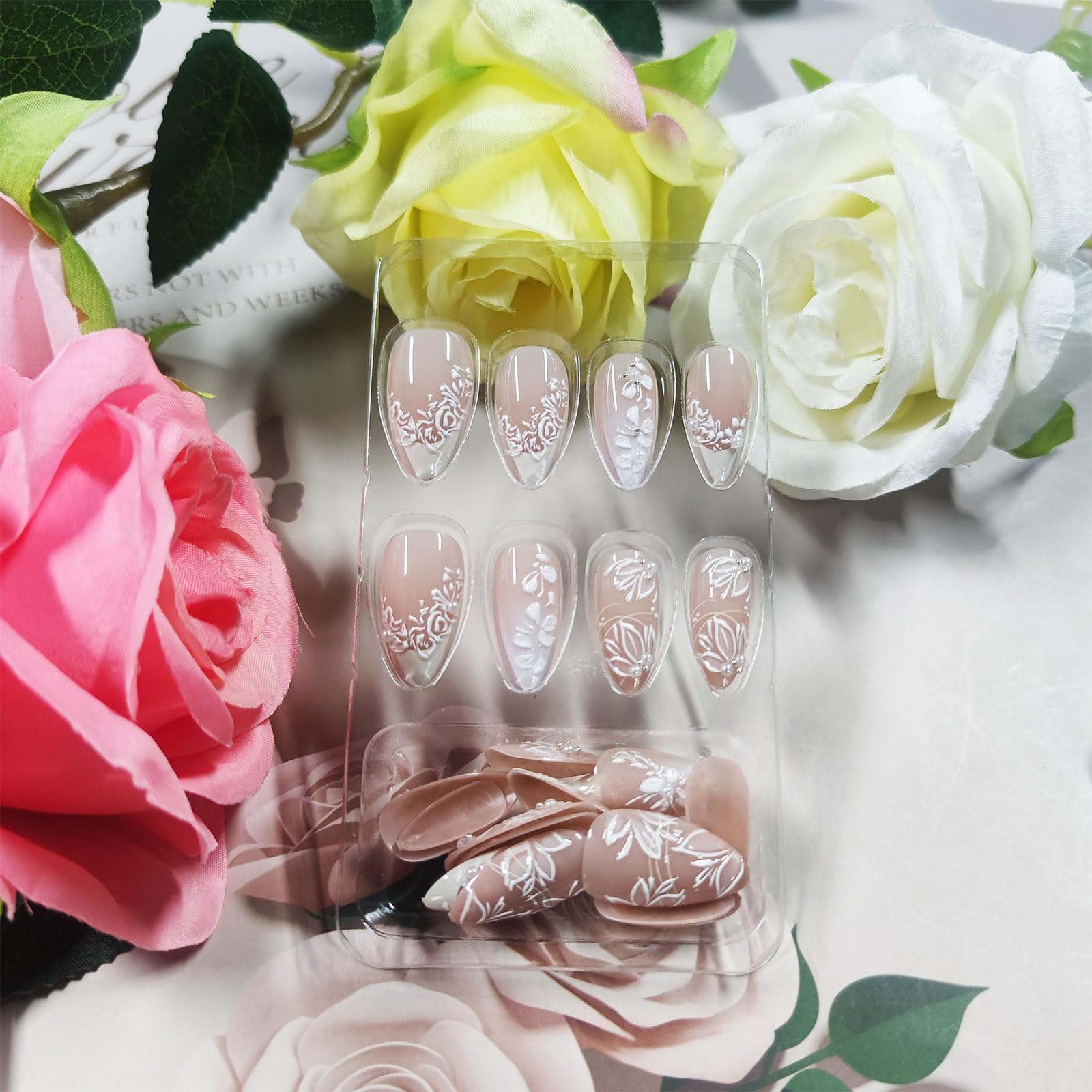 HZJXRT glue-on nails kit includes stickers and file for quick application