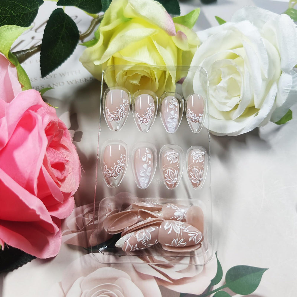 HZJXRT glue-on nails kit includes stickers and file for quick application