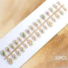 HZJXRT 30-piece press-on nails for quick salon-quality look