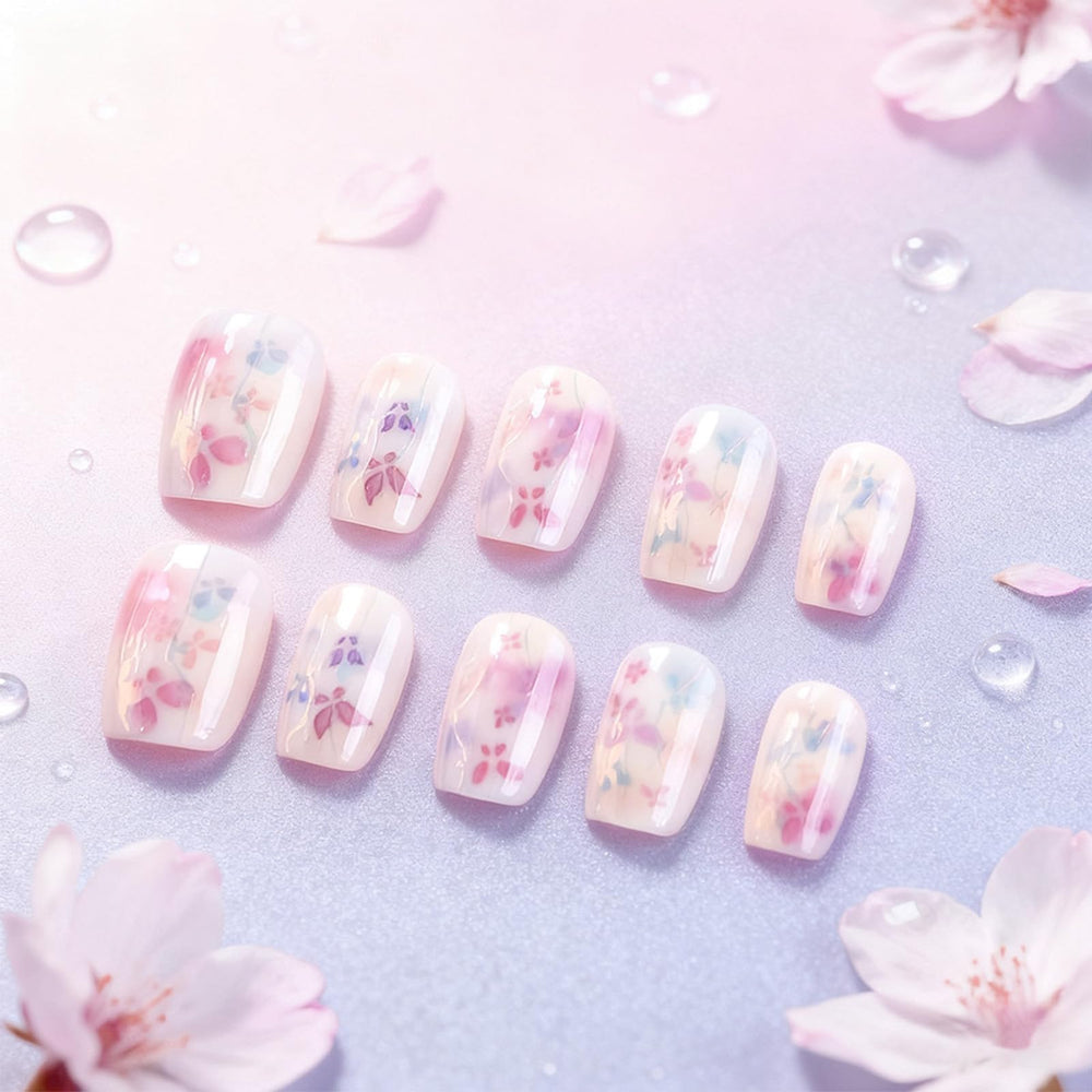 HZJXRT Valentines butterfly nails on short square tips for at-home salon-style manicure