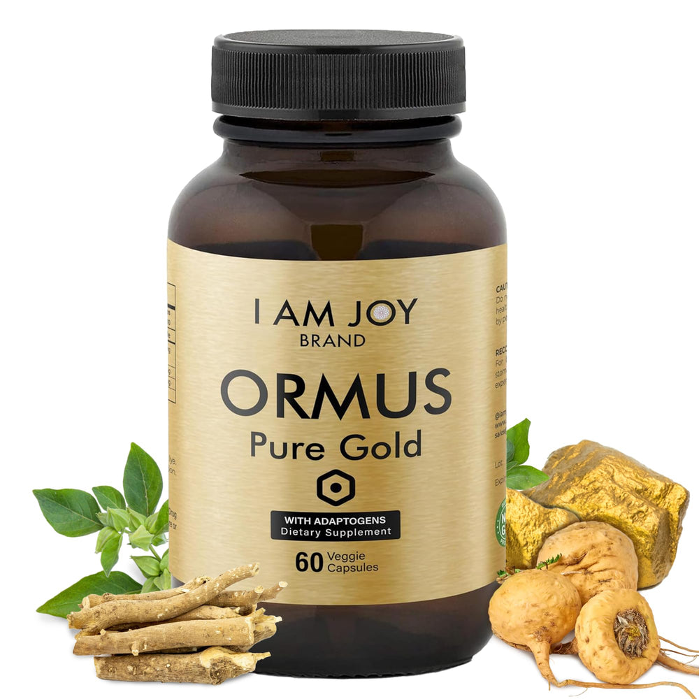 Packaging for I Am Joy Co. Monoatomic Gold Capsules, 60 vegan capsules