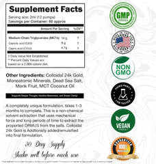Back label of I Am Joy Co. Ormus Gold Oil 4oz bottle