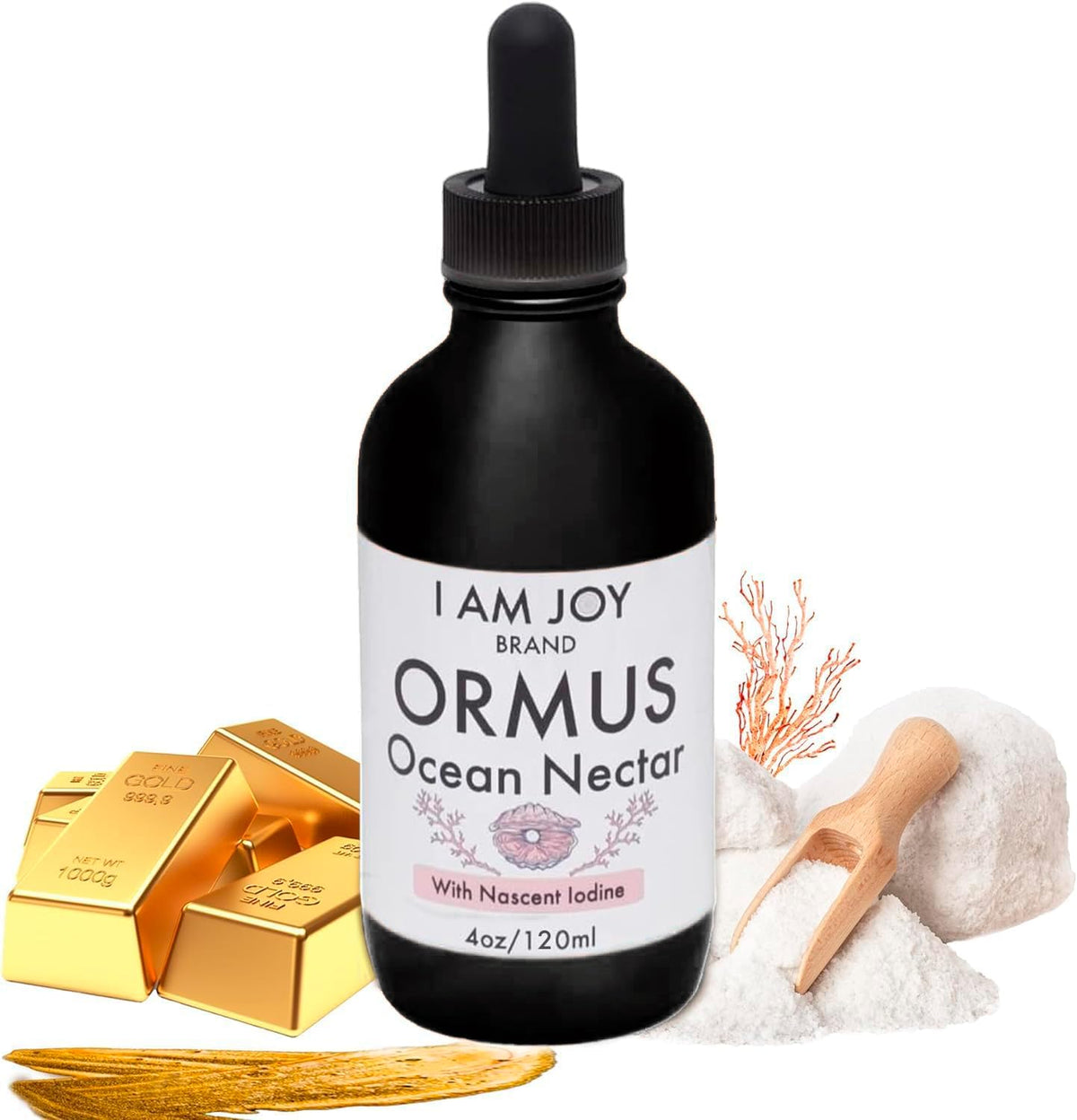 Front view of I Am Joy Co. Ormus Ocean Nectar 4oz bottle