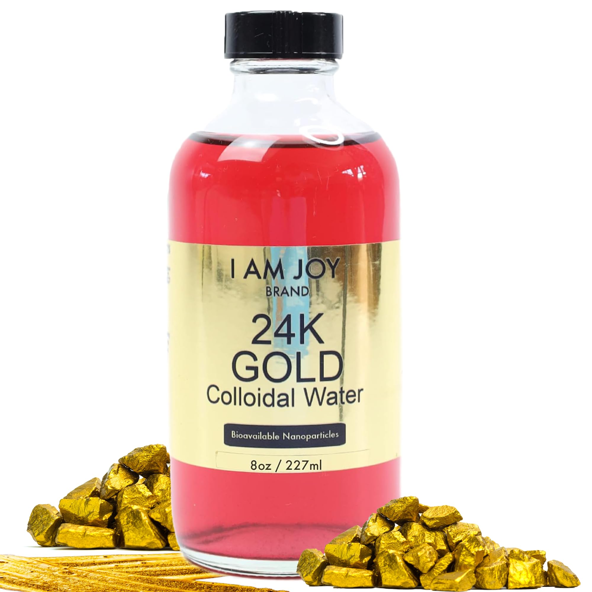 I Am Joy Liquid Colloidal Gold 24k 99.99% Pure 100ppm in 8oz glass bottle