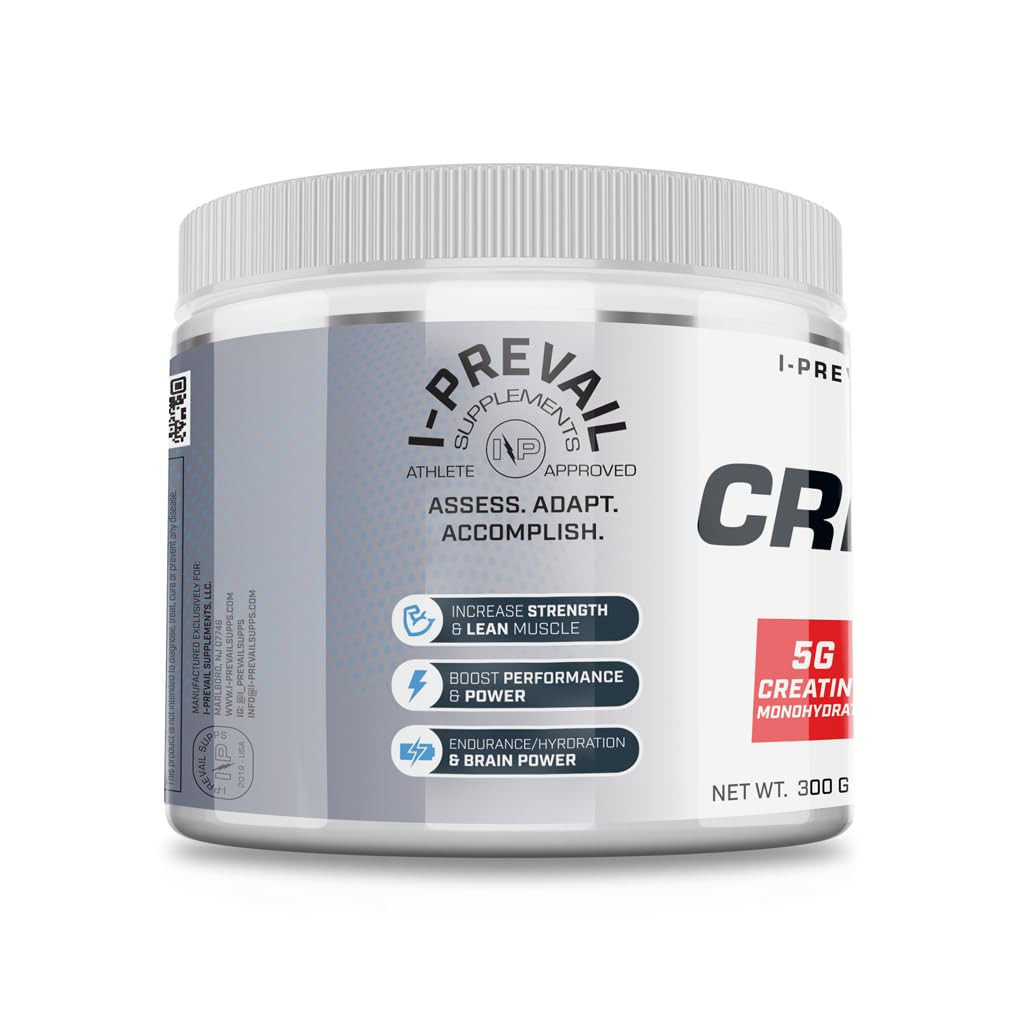 Ingredient list and nutritional information on I-Prevail Creatine label