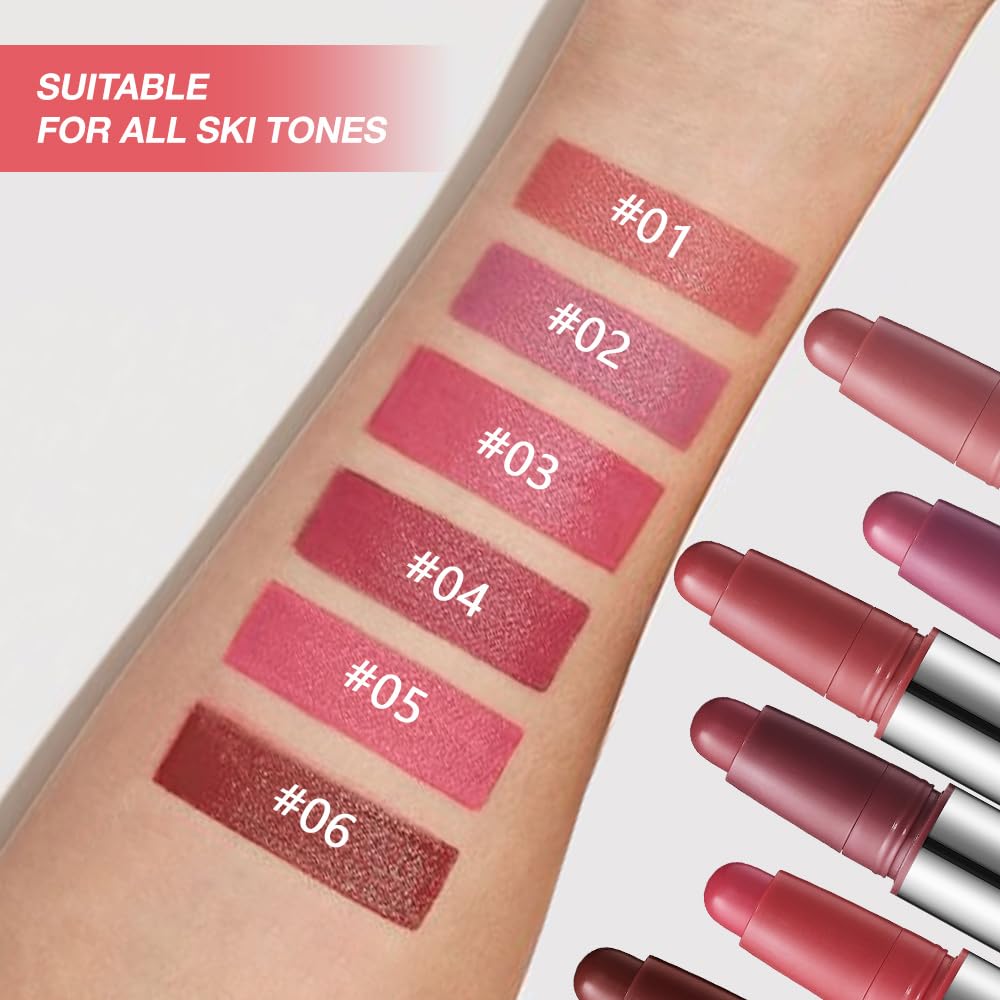 IATMOMOD smooth velvet matte finish closeup highlights creamy, comfortable lip texture.